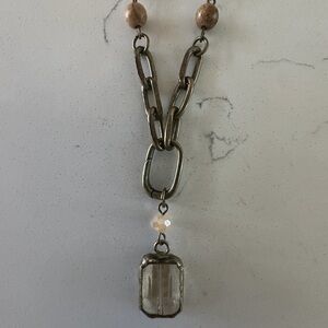 Source Unknown Gold and Brown Chain Necklace
